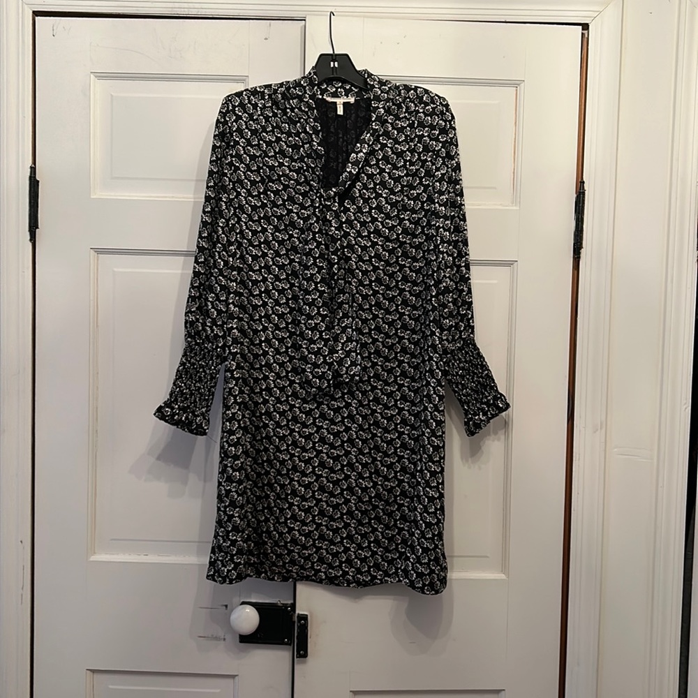 Rebecca Taylor Black & White Floral Silk Dress